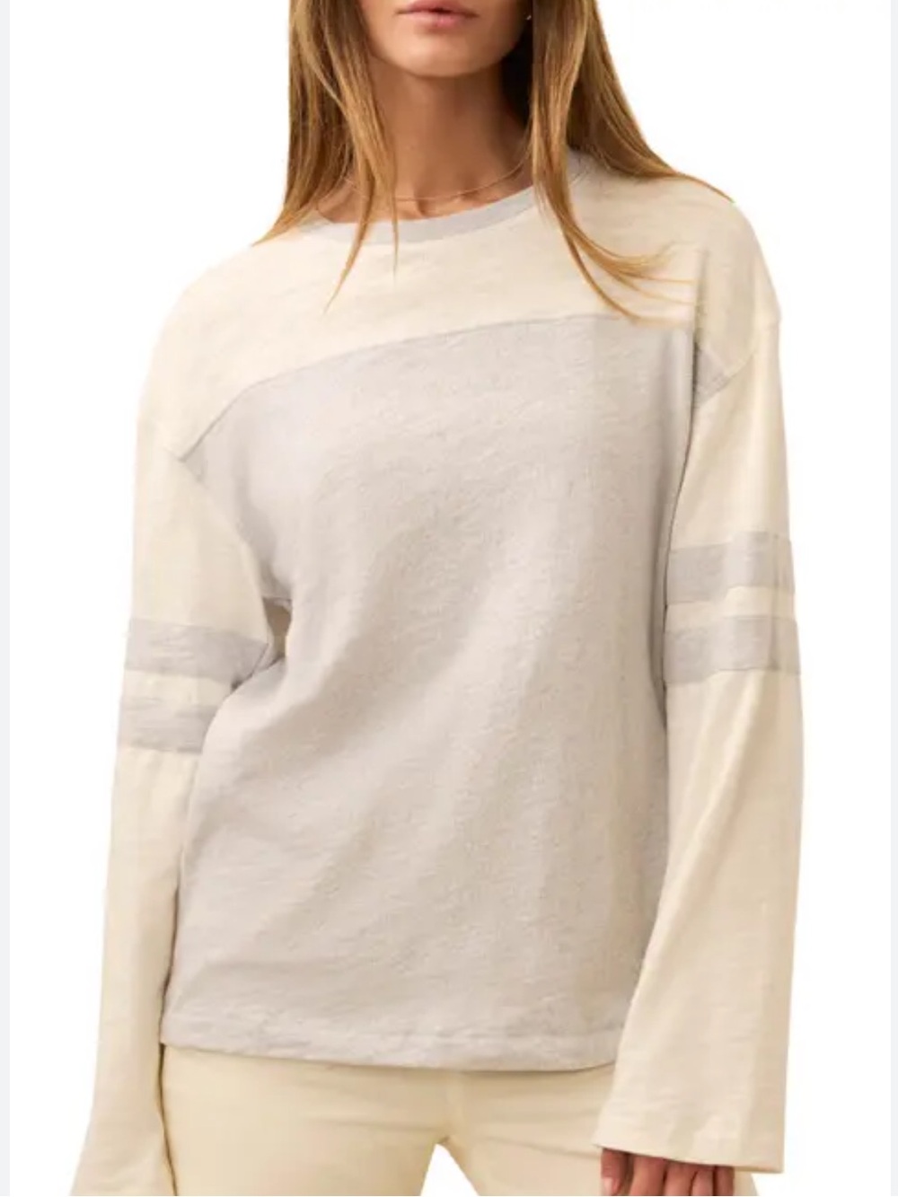 Faherty Sunwashed Slub Varsity Long Sleeve Tee Shirt M